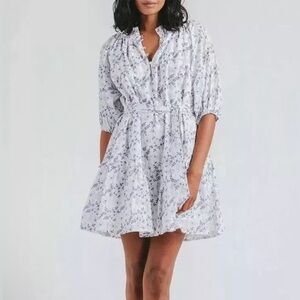 Cleobella Nevah Floral Dainty Mini Sun Dress Blue White Size Large